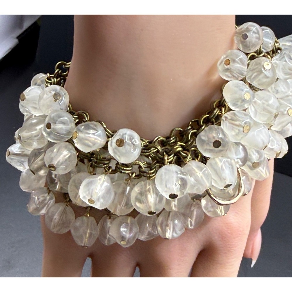 Vintage Cha Cha Czech Beads Bracelet  Cluster Adjustable Length